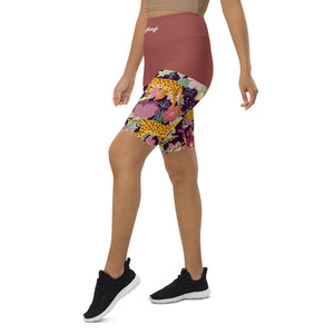 Women's African Cheetah Print Biker Shorts