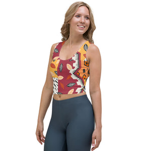 Women's African Print Patchwork Fitted Crop Top