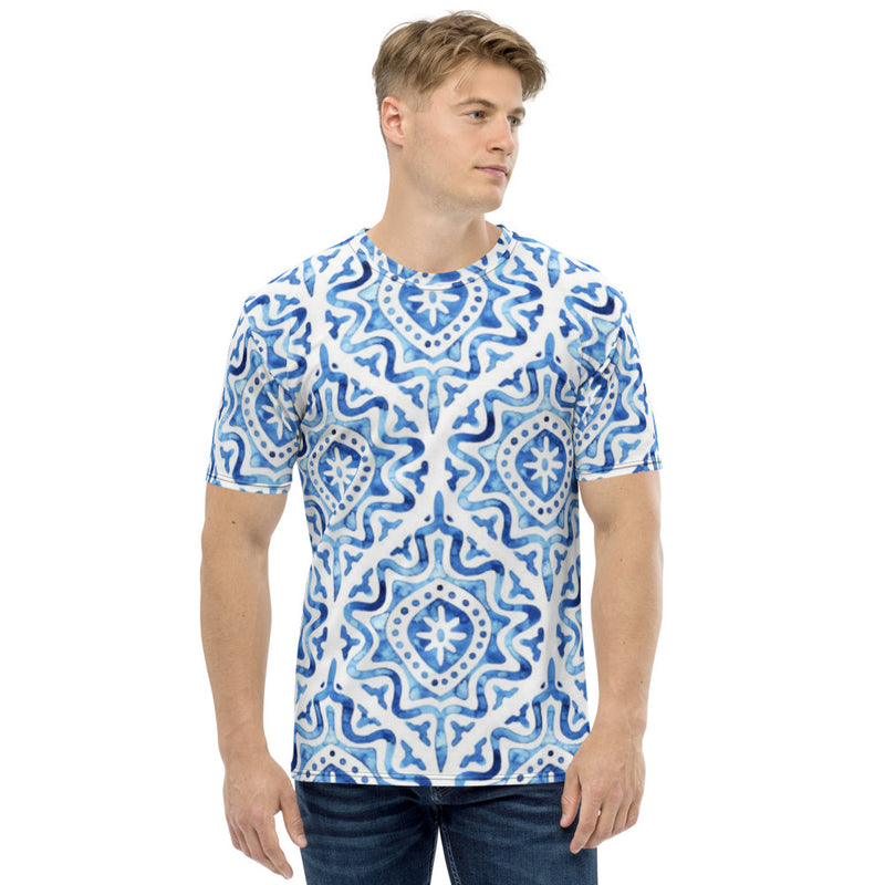 Blue Ornate Print T-shirt