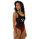 Women's Black and Red 'Strength of a Lion' One-Piece Swimsuit
