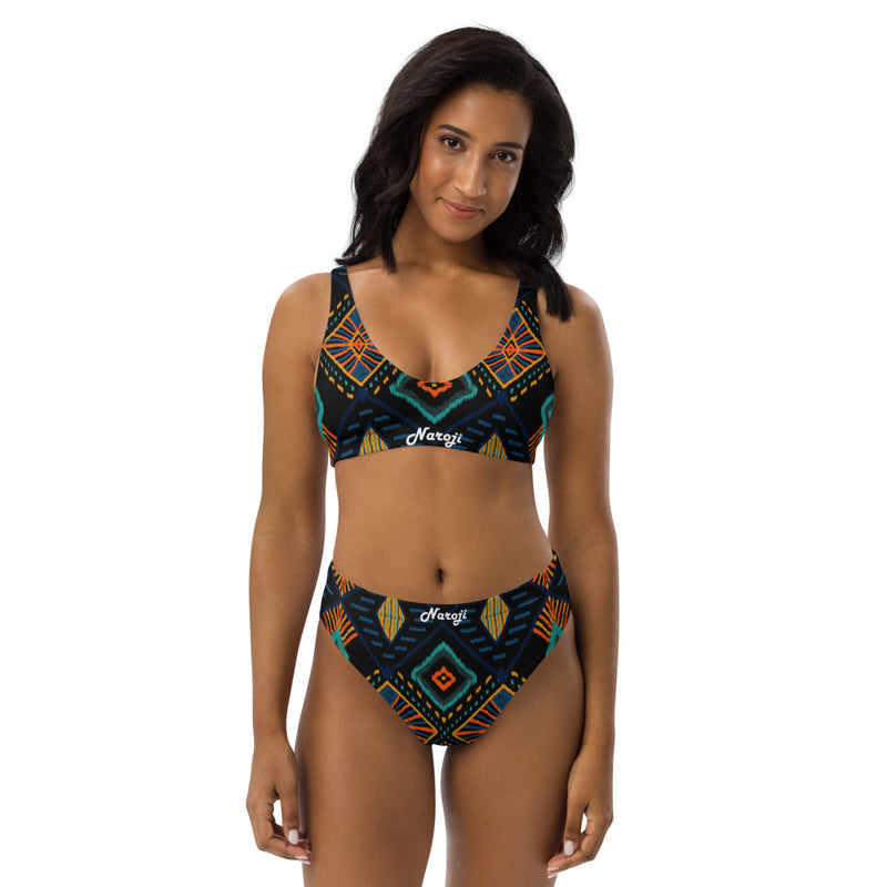 Women's African Print Recycled High-Waisted Bikini