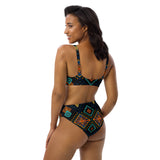 Women's African Print Recycled High-Waisted Bikini