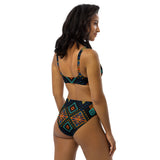 Women's African Print Recycled High-Waisted Bikini
