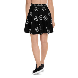 Women's Multi Print 'NE' Black Skater Skirt