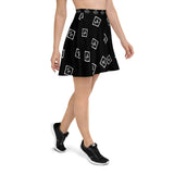 Women's Multi Print 'NE' Black Skater Skirt