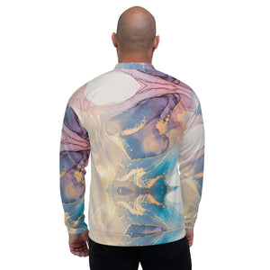 Men's Marble Print Bomber Jacket