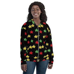 Women's Multi Print Star Bomber Jacket