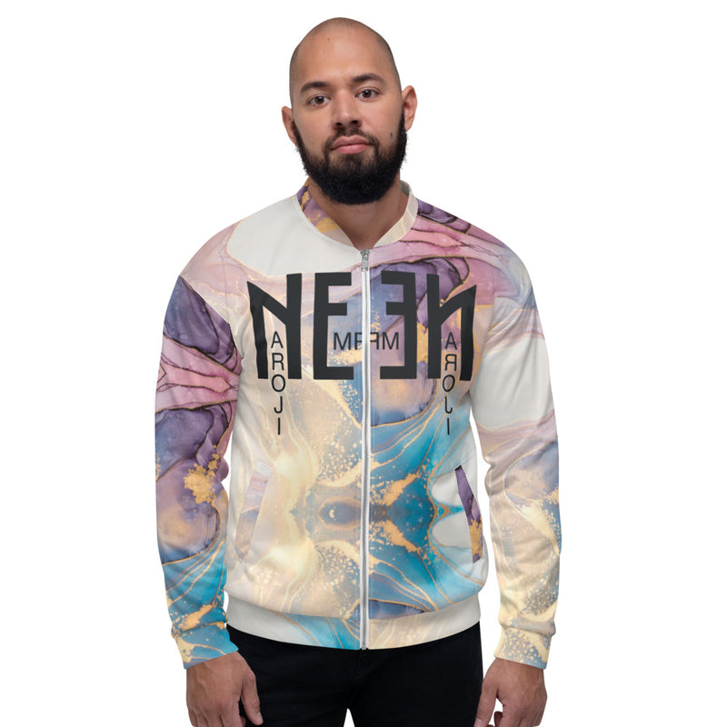Men's Marble Print Bomber Jacket