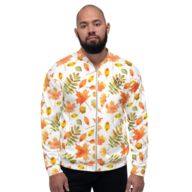 Autumn Leaf Print Men's Bomber Jacket