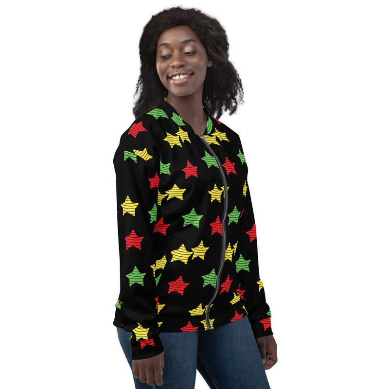 Women's Multi Print Star Bomber Jacket