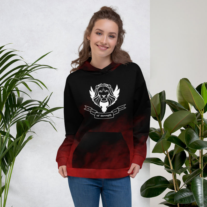 Women's Black and Red 'Strength of a Lion' Hoodie