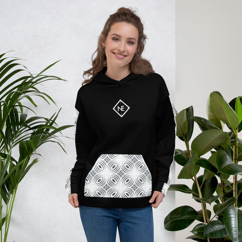 Women's N.E Aztec Print Black Hoodie