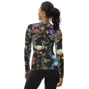 Women's Peacock Feather Print Rash Guard