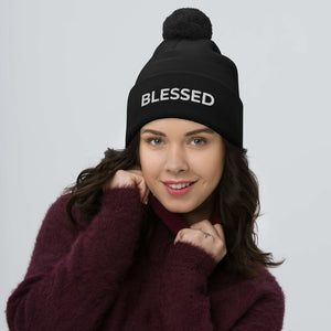'BLESSED' Pom-Pom Beanie