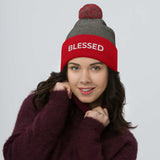 'BLESSED' Pom-Pom Beanie