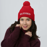 'BLESSED' Pom-Pom Beanie