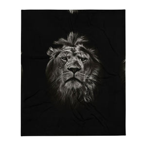 B&W Lion Head Throw Blanket