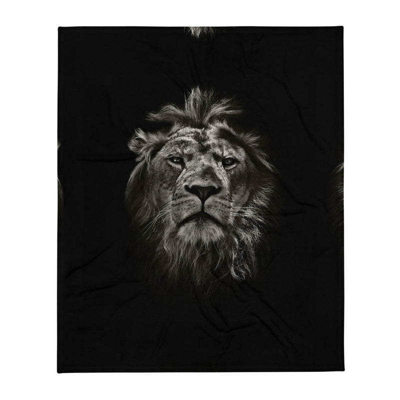 B&W Lion Head Throw Blanket